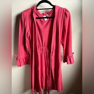 E by Eloise Anthropologie robe/ dressing gown, size small, pinky tomato red